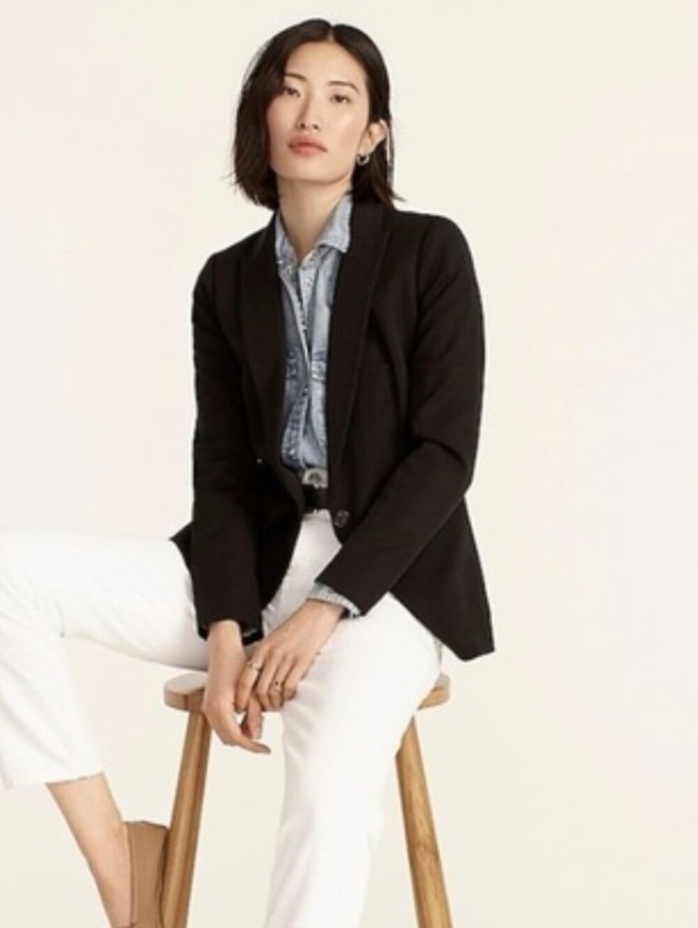 J. Crew Parke Blazer Bi Stretch Black One Button Academia Career Size 4 Tall